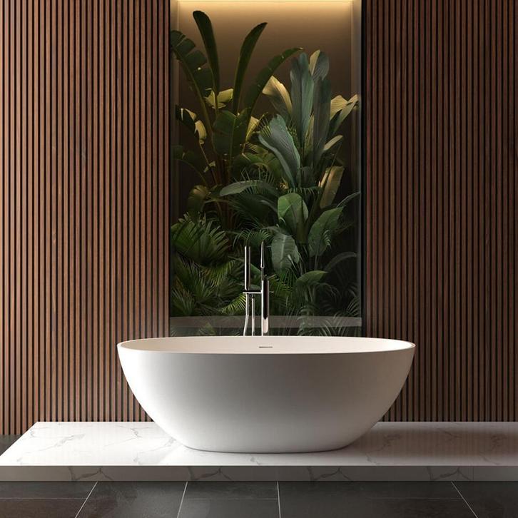 Wiesbaden Chiek Vrijstaand Ligbad - 165x75cm - Solid Surface, Doe-het-zelf en Verbouw, Sanitair, Nieuw, Ophalen of Verzenden