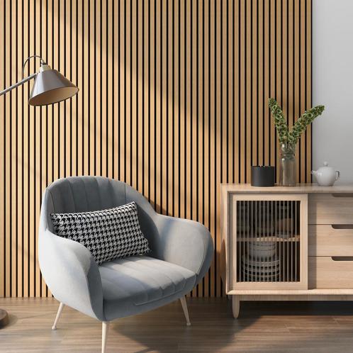 Akoestisch Wandpaneel Vang set van 8 mdf 5,76 m² eiken donke, Doe-het-zelf en Verbouw, Platen en Panelen, Verzenden