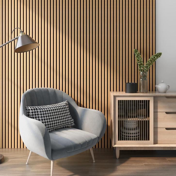 Akoestisch Wandpaneel Vang set van 8 mdf 5,76 m² eiken donke, Doe-het-zelf en Verbouw, Platen en Panelen, Verzenden