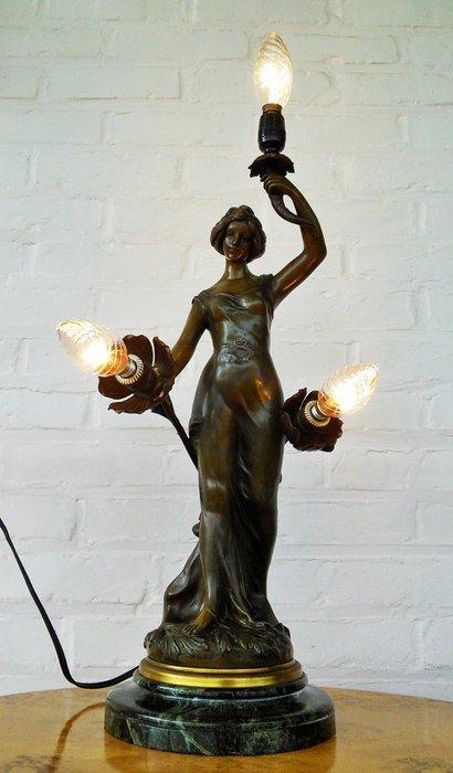 Charles Rochot (1872-1939) - Staande lamp - Koper, Marmer,, Antiek en Kunst, Kunst | Designobjecten