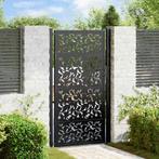 vidaXL Poort met bladontwerp 105x180 cm staal zwart, Verzenden, Nieuw