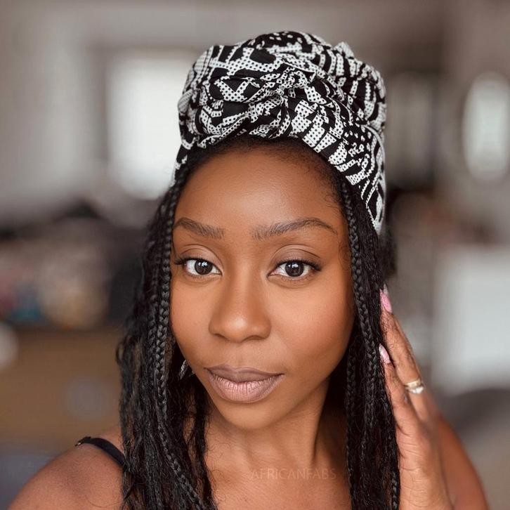 Afrikaanse Zwart & Wit Ndop Cameroon hoofddoek - headwrap, Kleding | Dames, Hoeden en Petten, Nieuw, Ophalen of Verzenden