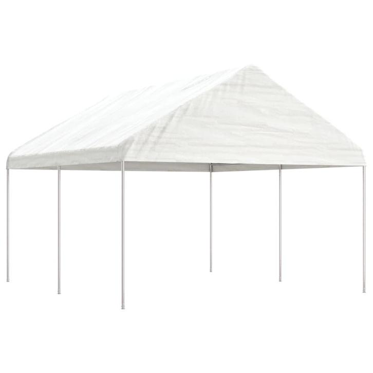 vidaXL Prieel met dak 4,46x4,08x3,22 m polyetheen wit, Tuin en Terras, Partytenten, Nieuw, Verzenden