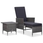 vidaXL 2-delige Loungeset met kussens poly rattan grijs, 2 zitplaatsen, Nieuw, Loungeset, Verzenden
