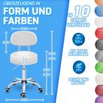 Zadelkruk - Kruk op wielen - Rolkruk - Draaikruk - Wit - TRE, Verzenden, Zo goed als nieuw