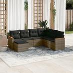 vidaXL 7-delige Loungeset met kussens poly rattan grijs, Verzenden, Nieuw, Rotan, Loungeset