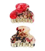 Haarspeld Klem Klein Bloemen Print 4cm Creme Zwart Rood, Verzenden, Nieuw