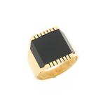 Gouden heren zegelring met onyx (herenring, gouden ring), Sieraden, Tassen en Uiterlijk, Ringen, Gebruikt, Overige kleuren, 19 tot 20