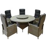 Empoli Riccione dining tuinset 150 cm 7-delig grijs, Tuin en Terras, Tuinsets en Loungesets, Ophalen of Verzenden, Nieuw, Wicker