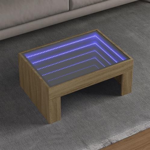 vidaXL Salontafel met Infinity LED 70x50x30 cm sonoma, Huis en Inrichting, Tafels | Salontafels, 50 tot 100 cm, Nieuw, Overige houtsoorten