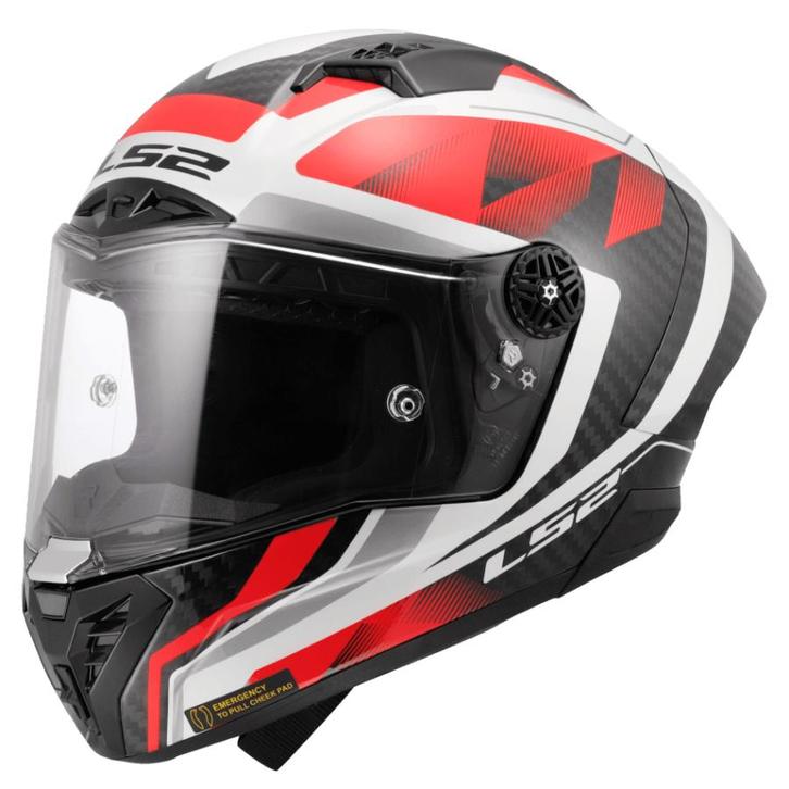 LS2FF805ThunderGPAeroRauteWitRood06Integraalhelm, Motoren, Kleding | Motorhelmen, XXL, Nieuw met kaartje, Overige merken, Integraalhelm