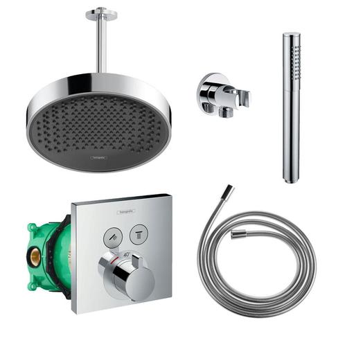 Hansgrohe Rainfinity Regendoucheset met Plafondarm, Doe-het-zelf en Verbouw, Sanitair, Kraan, Nieuw, Chroom, Ophalen of Verzenden