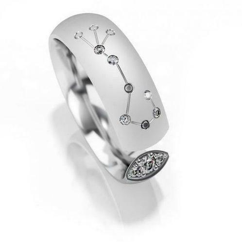 Trouwringen sterrenbeeld Schorpioen in zilver met diamant..., Sieraden, Tassen en Uiterlijk, Ringen, Verzenden