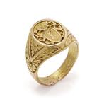 Ring Antieke 19e eeuw 18kt gouden zegelring met wapenschild, Sieraden, Tassen en Uiterlijk, Ringen, Nieuw