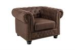 Chesterfield fauteuil 110cm vintage bruin met knoopstiksel, Huis en Inrichting, Ophalen of Verzenden, Nieuw