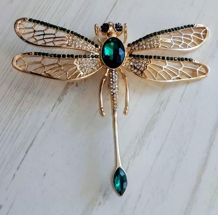 Enorme libelbroche, metaal, verguld, vintage - Broche - 9,5, Huis en Inrichting, Overige Huis en Inrichting