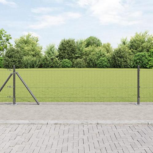 vidaXL Gelaste Draadhaken met 7 Flenspalen Grijs 0.6x10 m, Tuin en Terras, Schuttingen, Nieuw, IJzer, Verzenden