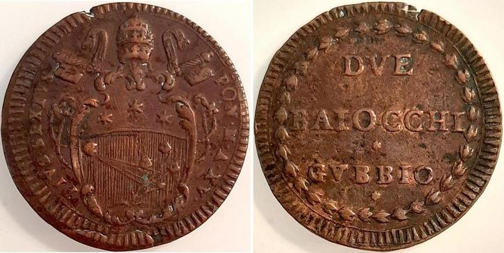 Vatikan 2 Baiocchi Gubio, Pius Exxtus, Jahr koper, Postzegels en Munten, Munten | Europa | Niet-Euromunten, Verzenden