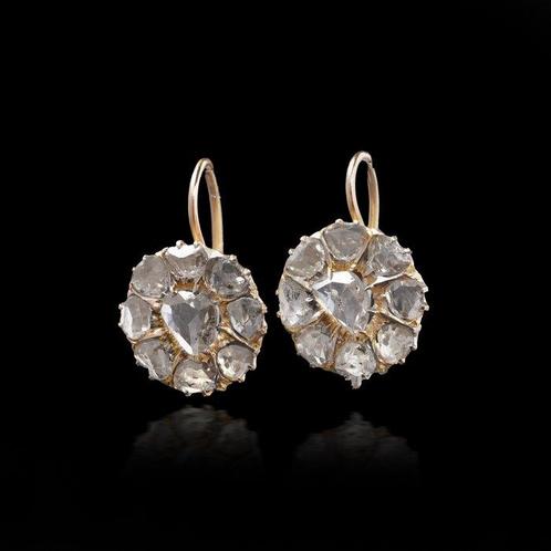 Oorbellen Antieke Victoriaanse 18 kt geelgouden roosgeslepen, Sieraden, Tassen en Uiterlijk, Oorbellen