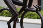 Bronzen Fietser - Modern Wielrennen - 100x28x84cm - 15Kg, Tuin en Terras, Verzenden, Nieuw, Metaal, Abstract beeld