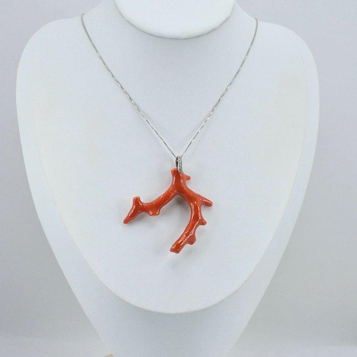 Bloedkoraal - Zilver - Ketting met hanger - Ramo Corallo, Antiek en Kunst, Curiosa en Brocante