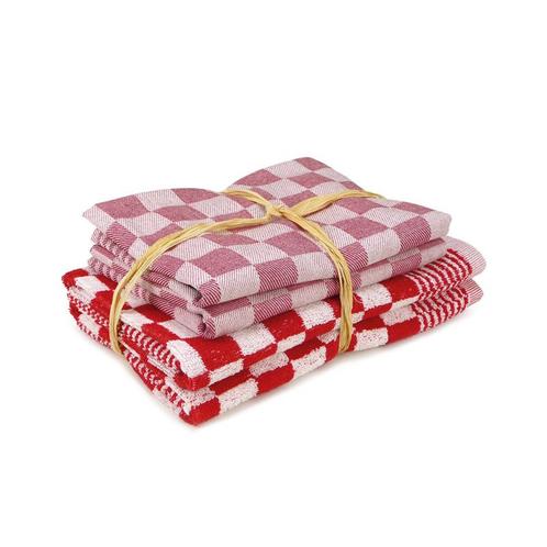 Keukensets Rood 2x Handdoek 50x50cm + 2x Theedoek 65x65cm -, Huis en Inrichting, Keuken | Textiel, Theedoek of Handdoek, Overige kleuren