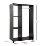 Kledingkast op Wielen 80×40×128 cm –Open Planken en Hangrail, Huis en Inrichting, Verzenden, Nieuw