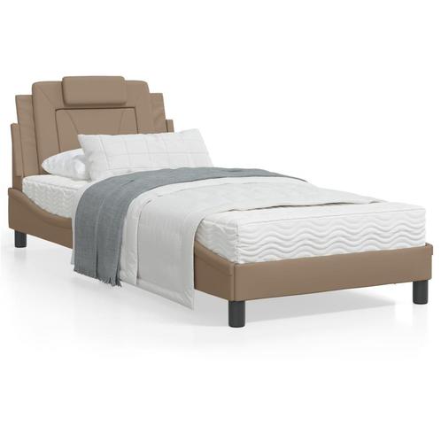 vidaXL Bed met matras kunstleer cappuccinokleurig 80x200 cm, Huis en Inrichting, Slaapkamer | Bedden, Nieuw, Eenpersoons, Verzenden
