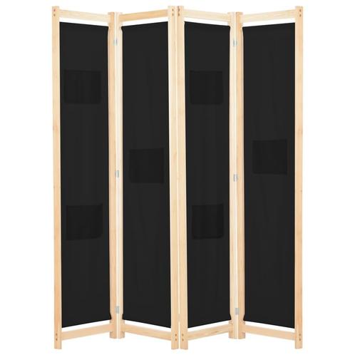 vidaXL Kamerscherm met 4 panelen 160x170x4 cm stof zwart, Huis en Inrichting, Woonaccessoires | Kamerschermen, Nieuw, Verzenden