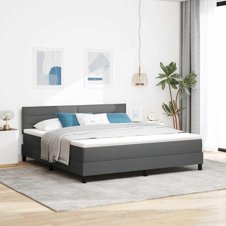 vidaXL Boxspringbed met matras Donkergrijs 180 x 200 cm Stof, Huis en Inrichting, Slaapkamer | Bedden, Grijs, Nieuw, Stof, Verzenden