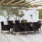 vidaXL 9-delige Tuinset zwart, Tuin en Terras, Nieuw, 8 zitplaatsen, Tuinset, Verzenden