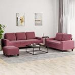 vidaXL 3-delige Loungeset stof wijnrood, Verzenden, Nieuw, Vierpersoons of meer, Stof