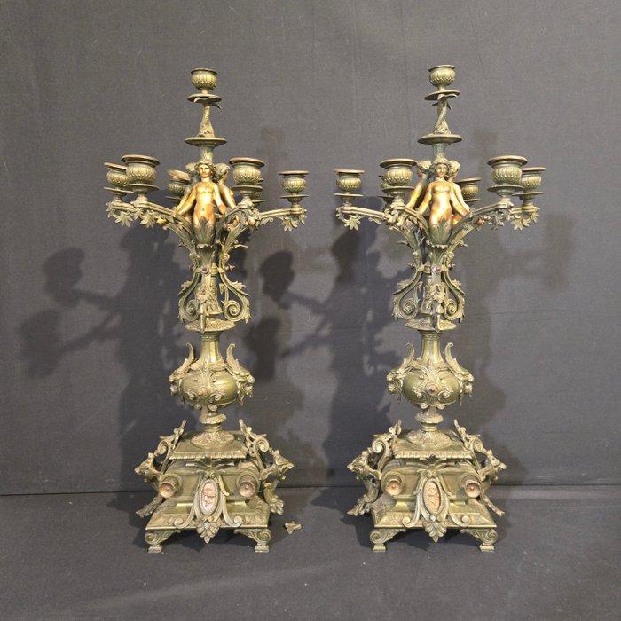 Kandelaber (2) - Legering - Zeer mooie kandelaars, Antiek en Kunst, Antiek | Klokken