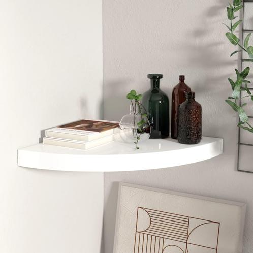 vidaXL Hoekschap zwevend 35x35x3,8 cm MDF hoogglans wit, Huis en Inrichting, Woonaccessoires | Wandplanken en Boekenplanken, Nieuw