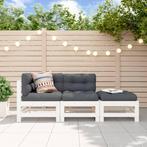 vidaXL 3-delige Loungeset massief grenenhout wit, Verzenden, Nieuw, Loungeset