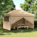 vidaXL Partytent inklapbaar pop-up met 4 zijwanden beige, Tuin en Terras, Partytenten, Verzenden, Nieuw