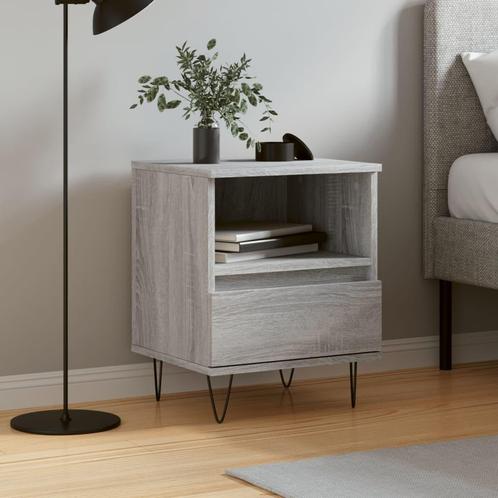 vidaXL Nachtkastje 40x35x50 cm bewerkt hout grijs sonoma, Huis en Inrichting, Slaapkamer | Nachtkastjes, Nieuw, Minder dan 45 cm