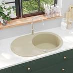 vidaXL Gootsteen enkele bak ovaal graniet beige, Doe-het-zelf en Verbouw, Sanitair, Verzenden, Nieuw