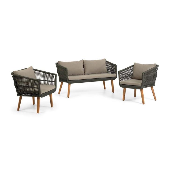 *WOONWINKEL* Kave Home Inti Tuinset Bank Met 2 Stoelen, Huis en Inrichting, Banken | Bankstellen, Nieuw, Verzenden