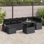 vidaXL Tuin Sofa Set met kussen 8 pcs Zwart, Verzenden, Nieuw, Rotan