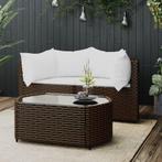 vidaXL 3-delige Loungeset met kussens poly rattan bruin, Tuin en Terras, Verzenden, Nieuw, Rotan, Loungeset