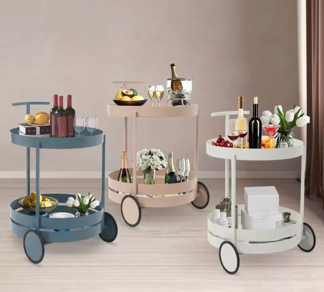 Ronde IJzeren Serveerwagen met Wielen – 2 Niveaus, Huis en Inrichting, Tafels | Eettafels, Nieuw, Verzenden
