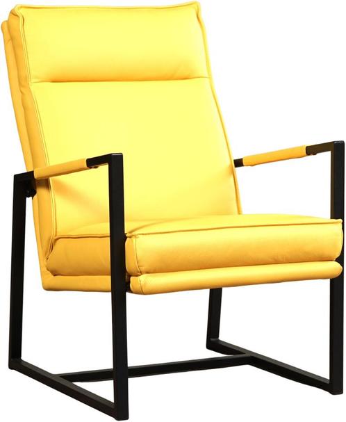 Gele leren industriële design stoel - Toledo Leer Giallo (ge, Huis en Inrichting, Fauteuils, 50 tot 75 cm, 75 tot 100 cm, Nieuw