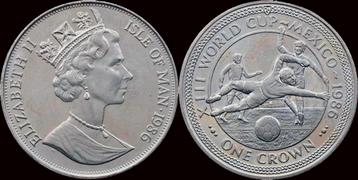 Isle of Man 1 crown 1986 Worldcup Mexico koper-nikkel beschikbaar voor biedingen