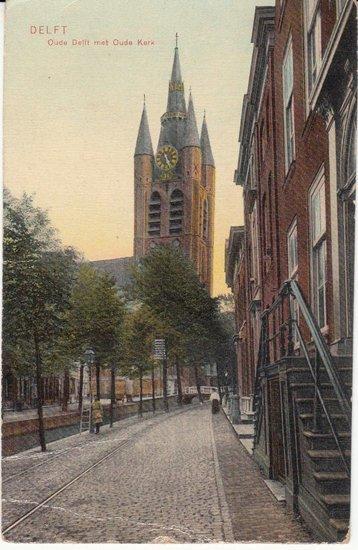 DELFT - Oude Delft met Oude Kerk, Verzamelen, Ansichtkaarten | Nederland, Verzenden