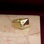 Gouden zegelring met diamant; 0,07 ct., Sieraden, Tassen en Uiterlijk, Ringen, Gebruikt, Overige kleuren, 20 of groter, Heer