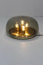 Vintage design plafondlamp rookglas, wandlamp - jaren 70, Zo goed als nieuw, Glas, Mid century