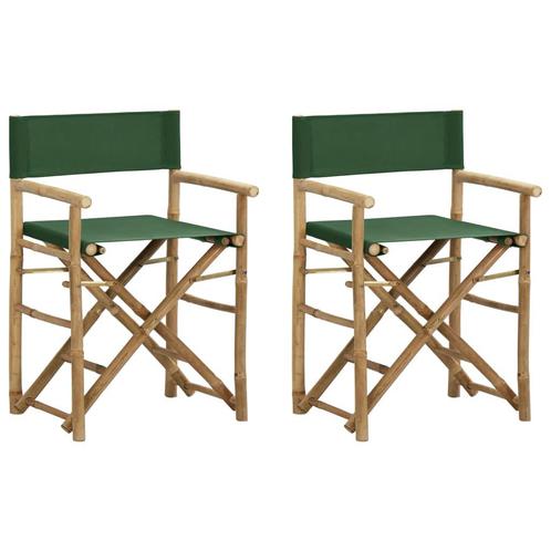 vidaXL Regisseursstoelen 2 st inklapbaar groen bamboe en, Tuin en Terras, Tuinstoelen, Nieuw, Hout, Verzenden