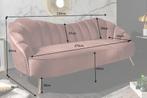 Retro 3-zitsbank ARIELLE 220cm oudroze fluwelen 3-zits met, Huis en Inrichting, Banken | Bankstellen, Ophalen of Verzenden, Nieuw