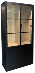 Buffetkast Heeze zwart eiken met stalen deuren 105cm |, Huis en Inrichting, Ophalen of Verzenden, Nieuw
